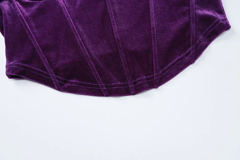 סט שני חלקים קטיפה חולצה וחצאית מקסי צמודה - מירנדה