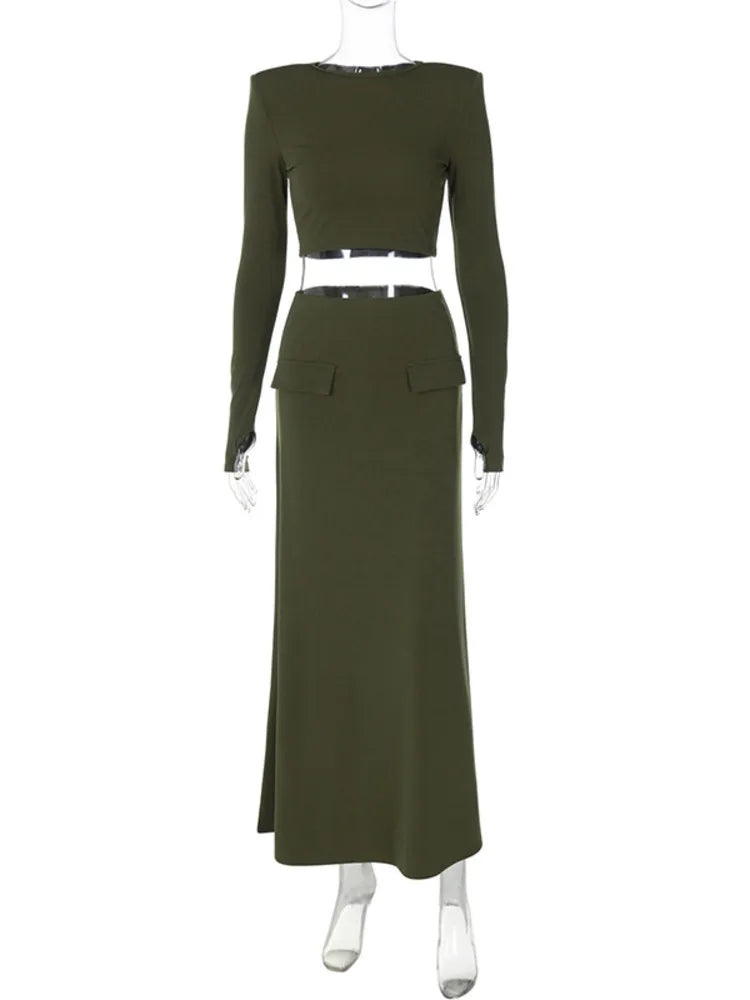 סט שני חלקים טופ וחצאית מקסי - באדי