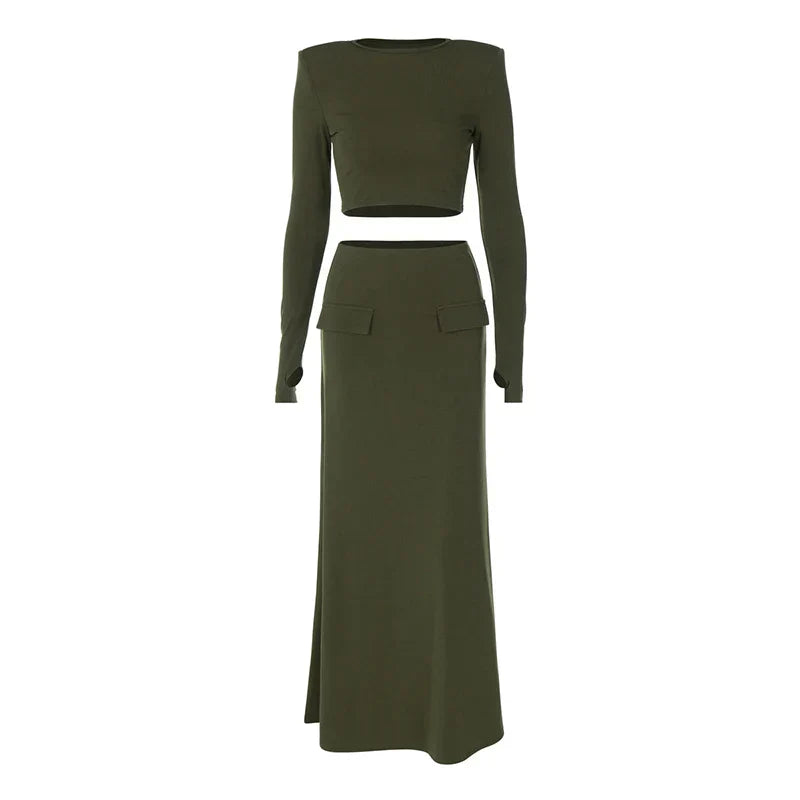 סט שני חלקים טופ וחצאית מקסי - באדי